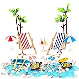 🏖【Microescenario de Playa】El microescenario de playa incluye: 1 sombrilla roja, 1 sombrilla azul, 1 tumbona de rayas azules, 1 tumbona de rayas rojas, 2 cocoteros de 14 cm, 1 mesa redonda blanca, 2 vasos para beber, 1 bote, 1 par de remos, 1 paquete de arena azul, 1 aro salvavidas rojo, 1 aro salvavidas azul, 1 tabla de surf amarilla, 2 delfines, 2 zapatillas de resina rosa, 2 zapatillas de resina azul, 2 tortuga y 1 paquete de caparazones.