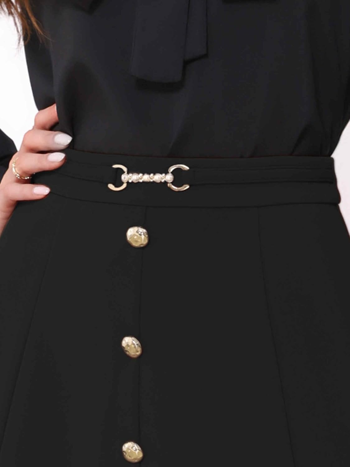 Allegra K A-Line Midi Pleated Skirt for Women's Vintage Work High Waist Flare Business Skirts - Image 5