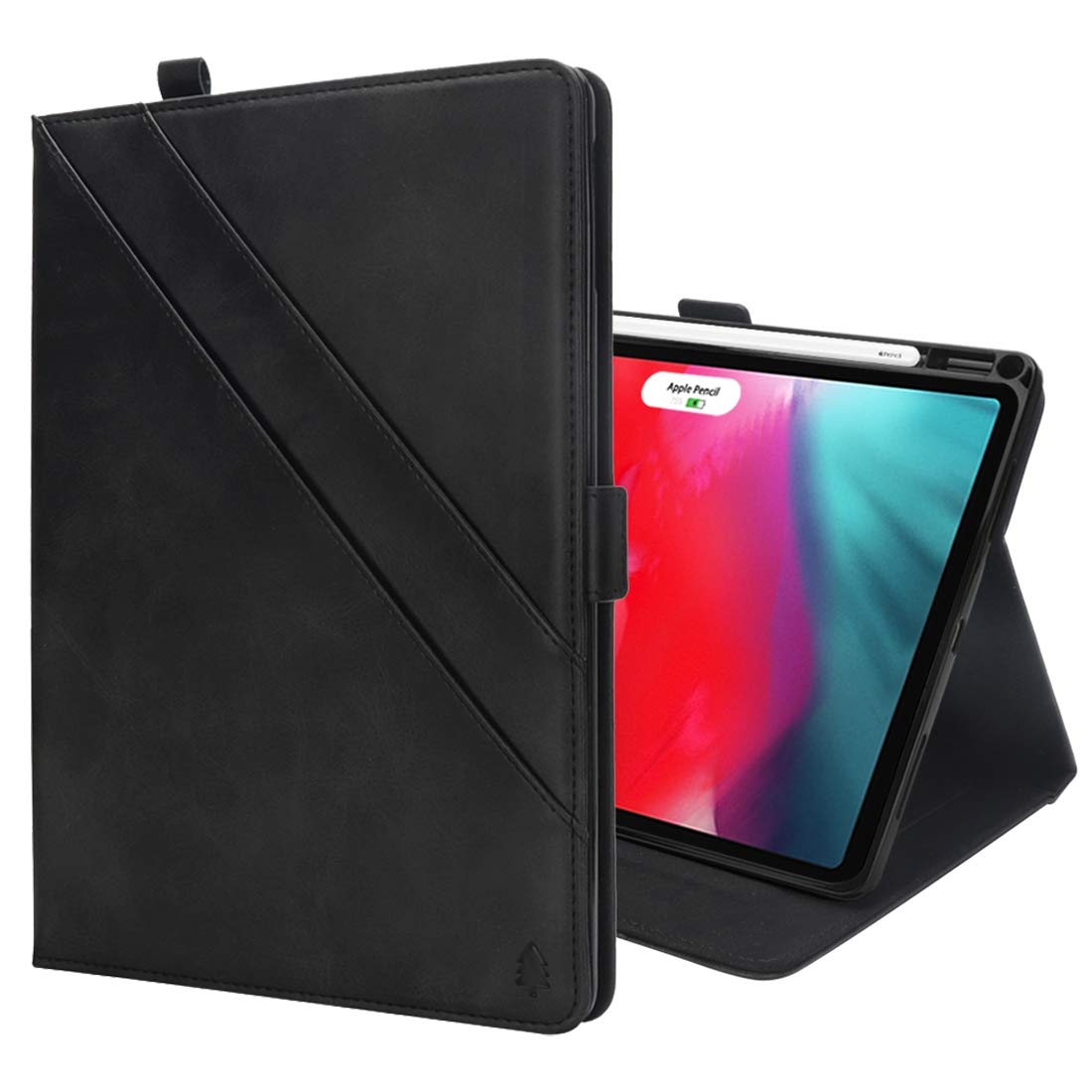 LIYONG Tablet Case Cover Horizontal Flip Double Holder Leather Case for iPad Pro 11 inch (2018), with Card Slots & Photo Frame & Pen Slot(Black) Bags Sleeves (Color : Black)