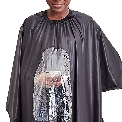Juvale Hairdressing Hair Cutting Cape with Viewing Window, Black, Adult Size