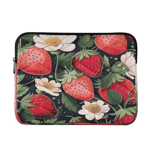 Funda para laptop 13-14 pulgadas impermeable con diseño de fresas