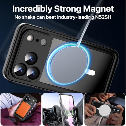 AICase Compatible with iPhone 17 Pro Max Case Waterproof Compatible with MagSafe, Clear Water Proof Shockproof Dustproof Snowproof Full Body Rugged Phone Case Built-in Screen Protector by AICase - Image 3