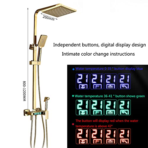 Robinet de douche LED dorée anti-brûlure avec douchette 3 modes - 4