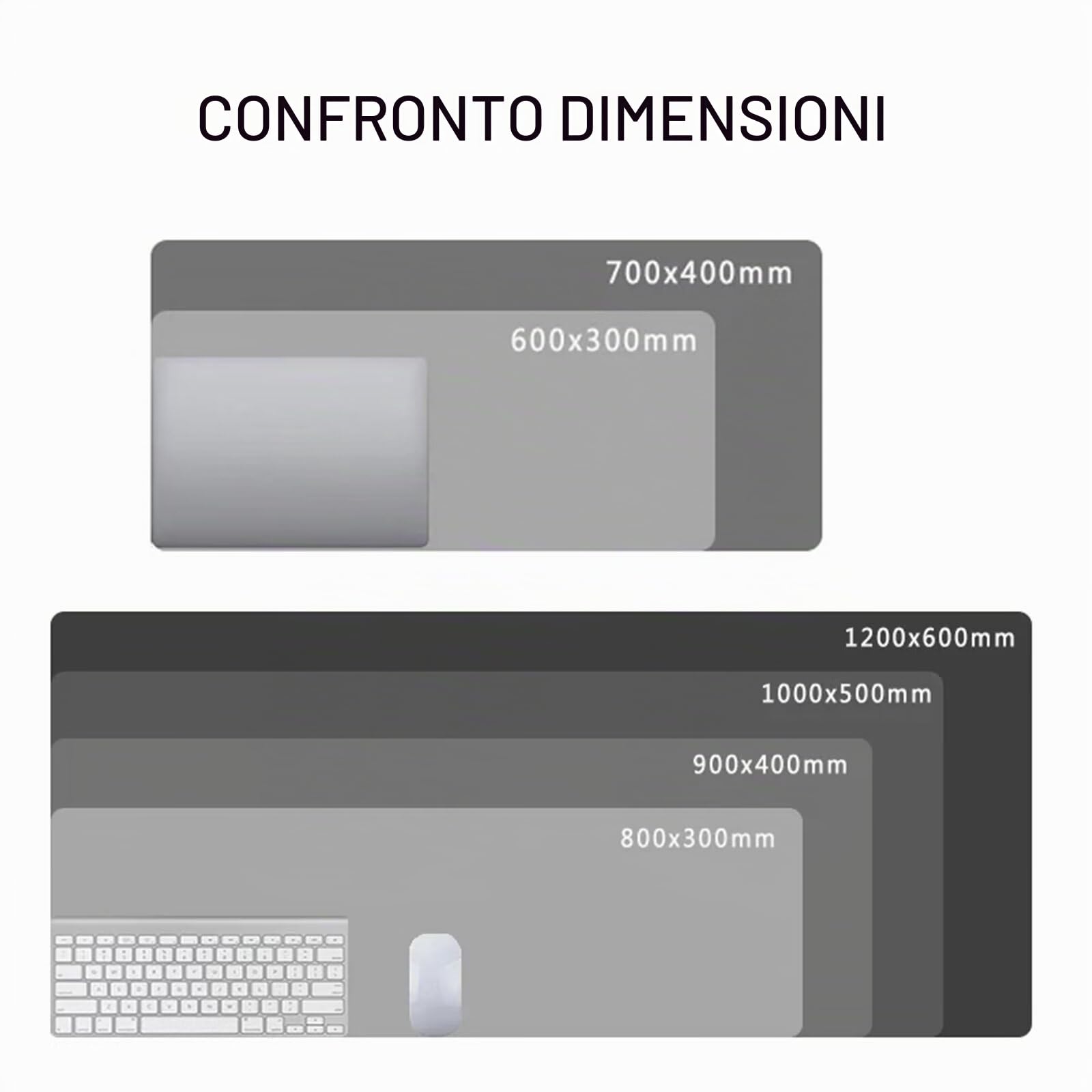 Tappetino per Mouse da Gioco Nero Bianco Grigio Tappetino Mouse XXL 1200x600x3mm Morbido Confortevole e Resistente Fondo Antiscivolo in Gomma Naturale Adatto per Ufficio e Gioco