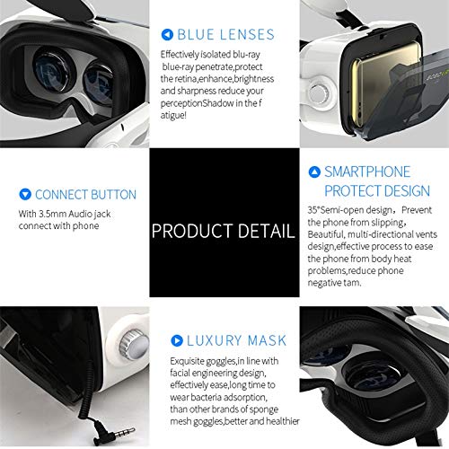 VR Equipos, Equipos de AR, Gafas 3D CTJ BOBOVR Z4 3D de cartón Casco de Realidad Virtual VR Vasos Auriculares estéreo Caja for el teléfono móvil (Blanco) (Color : Blanco)