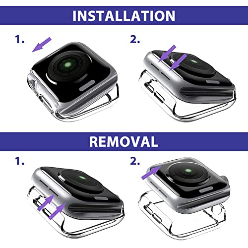Image of HANKN 2 Pack for Apple Watch Series 6 5 4 SE 40mm Tempered Glass Screen Protector Case Clear Hard Cover Iwatch, Transparent