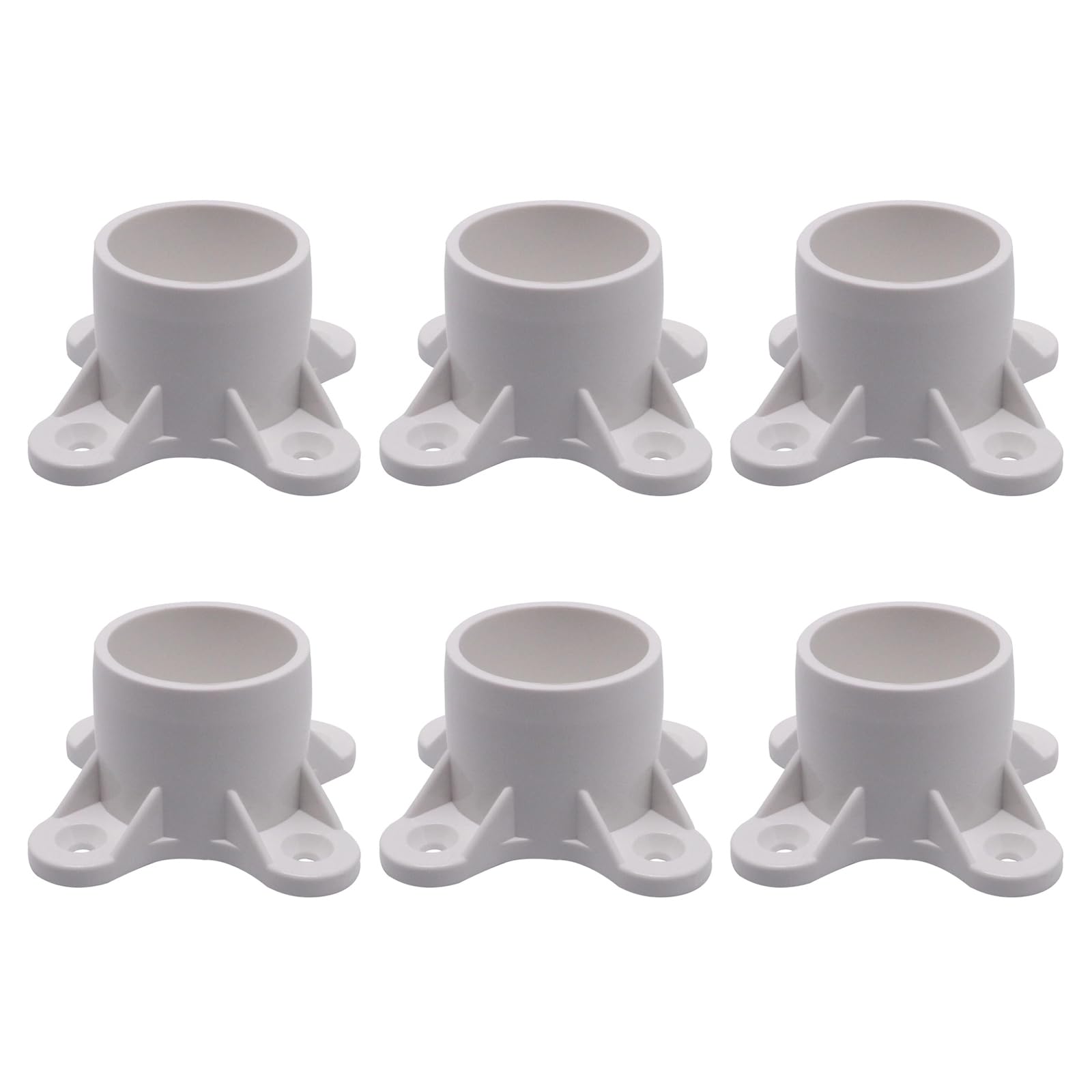 1 6-Pack PVC Flange Caps with Screw Holes, Pipe End Covers for Shelving Legs & Furniture Assembly PVC Pipe Flange Caps