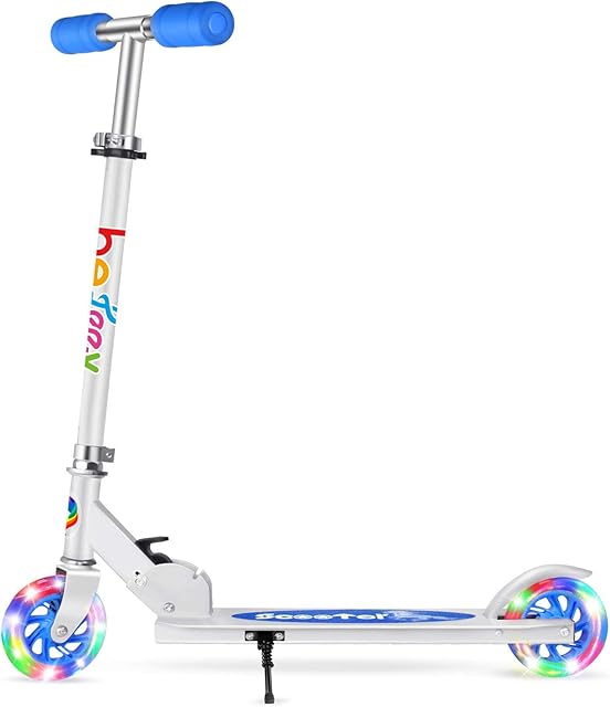 BELEEV V1 Scooter for Kids, 2 Wheels Folding Kick Scooter for Children Girl and Boys, 3 Adjustable Height, Flashing Light up Wheels, Lightweight Scooter with Sturdy Frame, Kickstand, Age 3-12