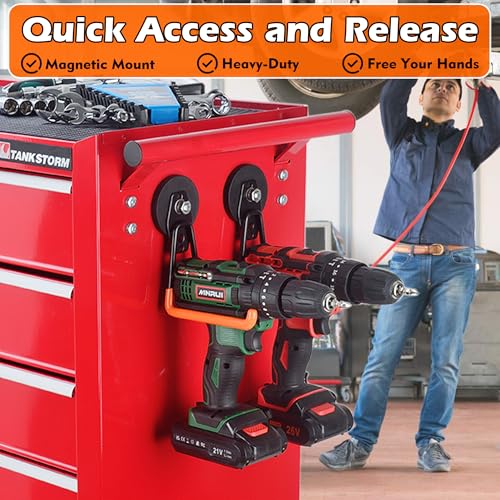 Image of MUTUACTOR Magnetic Hooks,2PCS Storage Magnetic Hooks Heavy Duty,Anti-Scratch Magnetic Mounting Garage Magnet Hooks for Organizing Power Drill,Garden Tools,Hose,Tool Chest,Steel Pegboard,Workshop