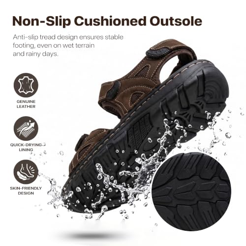 Image of JOUSEN Men's Sandals Outdoor Open Toe Water Beach Sandal Leather Sport Sandal