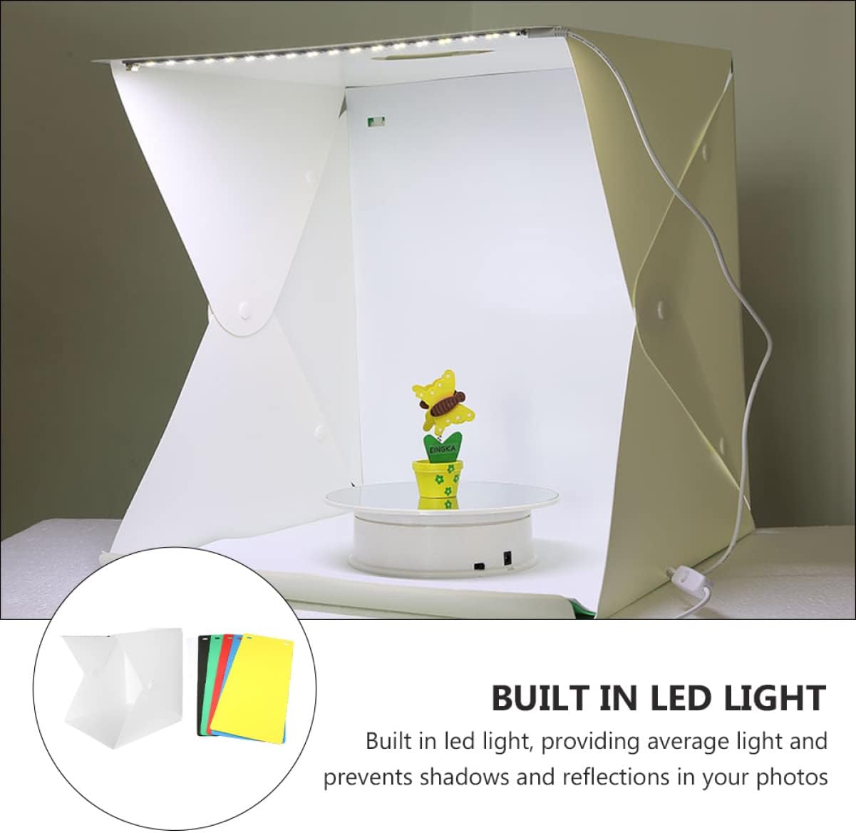 1set Portable Led Photography Color Backgrounds Mini Folding Cube Tent for Product Photography USB Powered for Items Like Toys and Watches