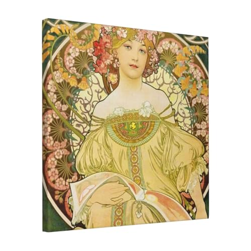 絵画 フレーム装飾画 アルフォンスミュシャ Reverie キャンバスアート アートパネル 壁画 壁掛け 絵 モダンアート 版画 壁飾り 世界の名画 ポスター 40x40cm