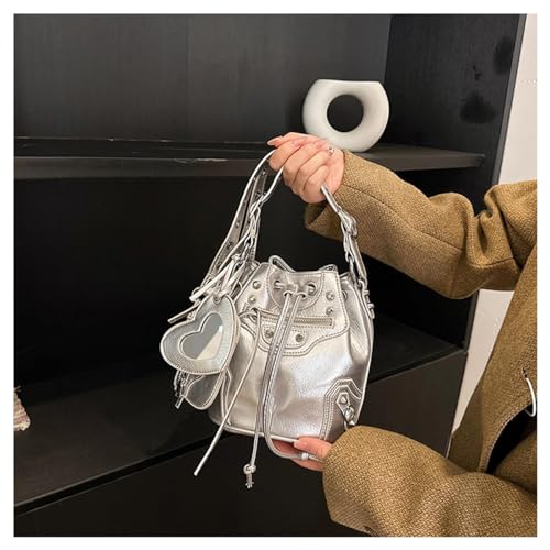 Punk Style Design Bucket PU Leather Crossbody Bag Rivet Motorcycle Shoulder Purses And Handbags Bolsa Feminina3