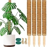 ALENEY Moss Pole, 4 Pack 17inch Monstera Plant Support Stackable Moss Poles for Plants, Coir Totem Pole Tall Moss Pole for Climbing Plants, Sphagnum, Indoor Potted Plants - Can Stacked Up to 56’’