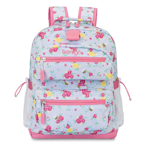 Image of Bentgo Kids Print Backpack - Lightweight 14 inch Backpack for School, Travel & Daycare, Ideal for Ages 4+, Durable & Water-Resistant, Roomy Interior, & Loop for Lunch Bag (NEW Blooming Floral)