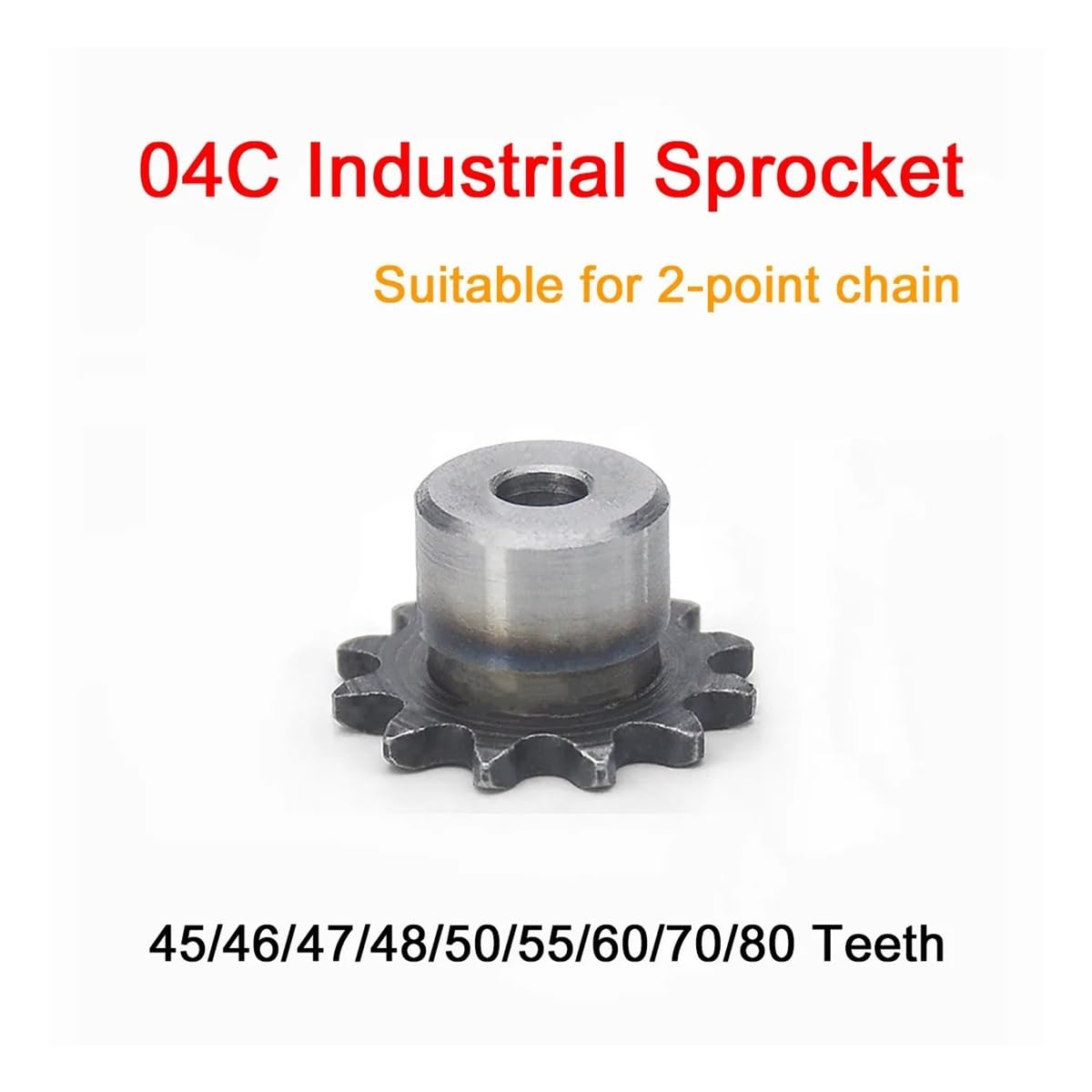 Pignone for catena a rulli dentati, 1 pezzo, ingranaggio for catena 04C, 45/46/47/48/50/55/60/70/80 denti, foro di processo for ruota dentata industriale for catena a 2 punti(04c 80teeth)