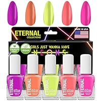 Eternal Neon Nail Polish Set for Women (GIRLS JUST WANNA HAVE NEONS) - Nail Polish Set for Girls - Lasting & Quick Dry Fingernail Polish Kit for Home DIY Mani Pedi - Made in USA, 13.5mL (Set of 5)