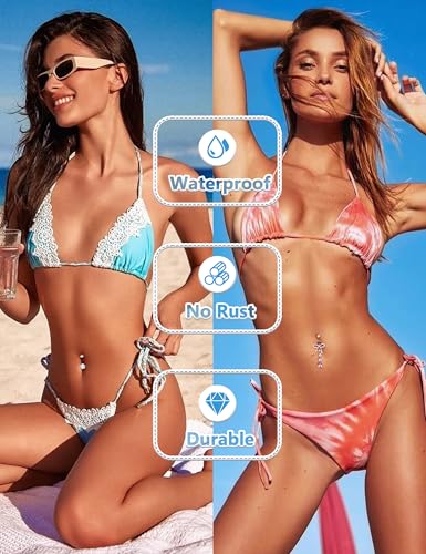 LOLIAS 10 Pcs Gold Belly Button Ring -Dangle Surgical Stainless Steel Belly Rings for Women 14G CZ Heart Opal Clicker Floating Navel Belly Button Piercing Silver/Gold/Pink3