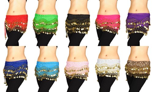 AK TRADING CO. Wholesale Lots of 6 Bellydance Hip Scarf - Mix Colors - Main Image