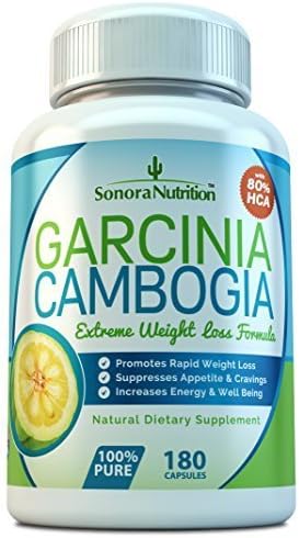 80% HCA Garcinia Cambogia Extreme Weight Loss Formula - 180 Capsules - 1400 mg/Serving - All Natural Appetite Suppressant and Weight Loss Supplement by Sonora Nutrition by Sonora Nutrition