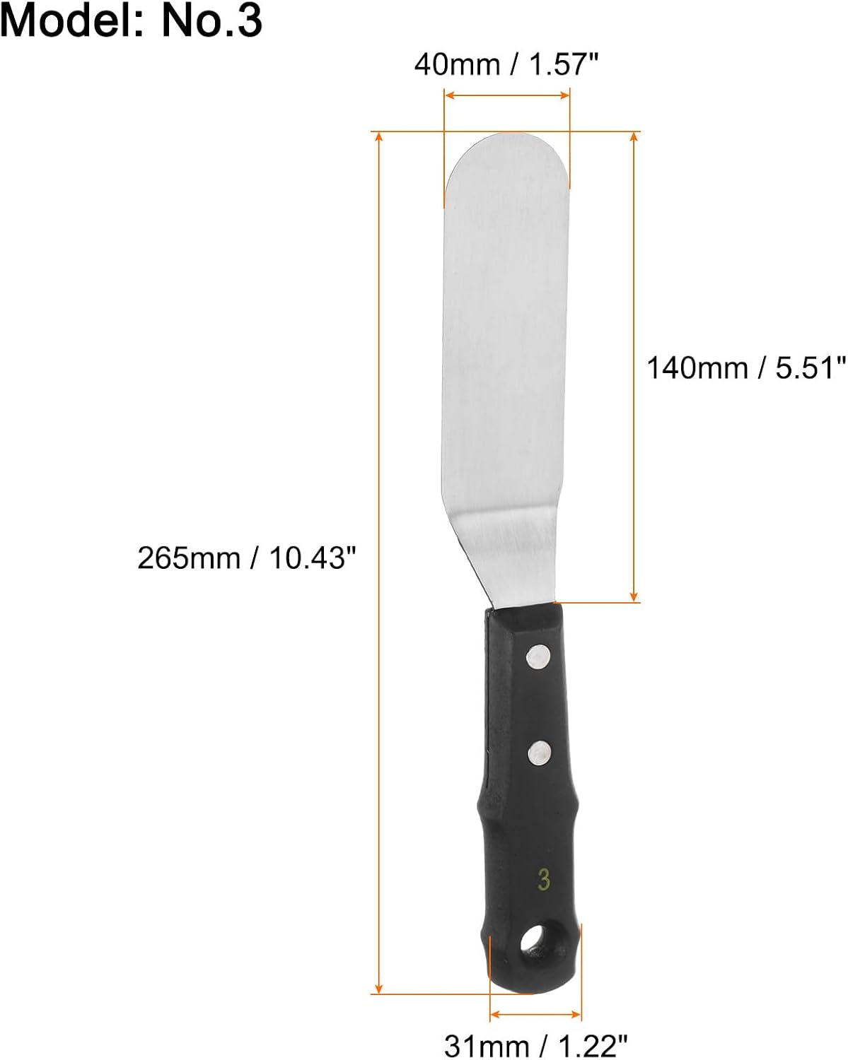 HARFINGTON No.3 Painting Palette Knife Stainless Steel Round Spatula Pallet Knife with Wood Handle for Oil Acrylic Paint Canvas Color Mixing Spreading