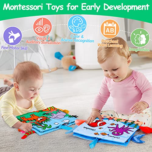 2PCS Baby Books 0-6 Months Infant Toys 0-3 3-6 6-12 Months Baby Tummy Time Sensory Toys 3 4 5 6 Month Newborn Must Haves Crinkle Touch Feel Busy Soft Books for Babies Boys Girls Christmas Shower Gifts - Image 5