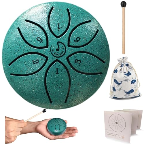 mini steel tongue drum Regentrommel Stahlzungentrommel 3 Zoll 6 Töne C-Key Handpan Drum Percussion Instrument Ätherische Trommel mit Stofftasche Musikbuch und Schlägel Musik Geschenk für Kinder
