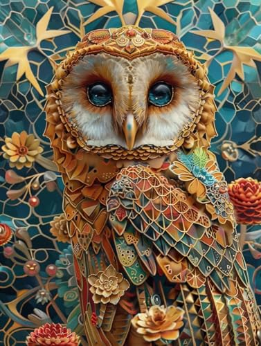 Broderie Diamant Kit Complet Fleur et Hibou - Cadeau Idéal de Loisirs Créatifs Adultes 5D