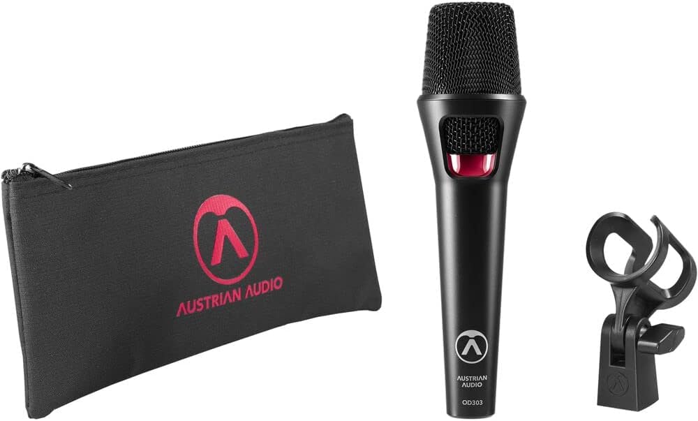 Austrian Audio OD303 Microfono da palcoscenico con tecnologia Open Acoustics, microfono direzionale (banda larga di frequenza, stabilità del feedback, design aperto, diffusore 3D pop noise integrato),