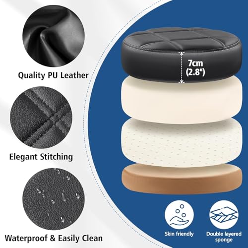 Image of Css Rolling Stool with Wheels, PU Leather Small Office Chair with Foot Rest,Versatile Adjustable 18-23 Inch Swivel Stool for Tattoo Massage Salon Spa Teach Medical Facial Office Home Drafting Kitchen