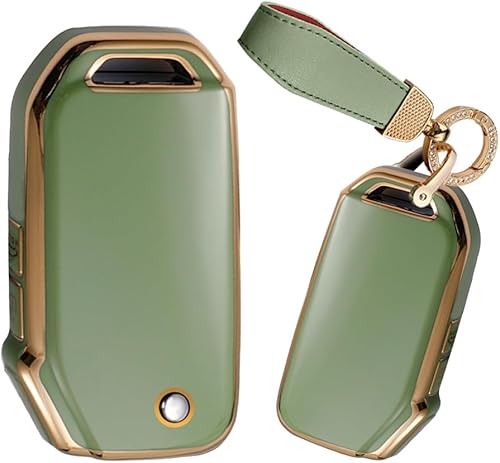 Funda plegable para llave Kia Forte Cerato Soft TPU llavero llavero caja accesorios protector 3 botón, R-Verde