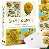 Sunflowers - 12 Blank Note Cards: 12 Blank Cards in 6 Designs with 12 Envelopes in a Keepsake Box