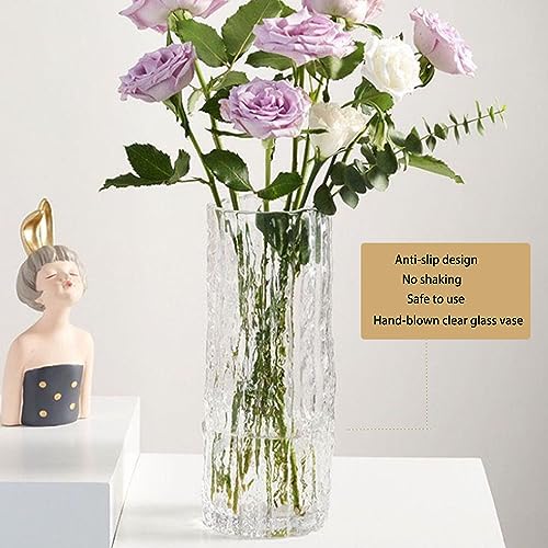 QEEYON Glass Vase, Handmade Clear Glass Cylinder Posy - Image 4
