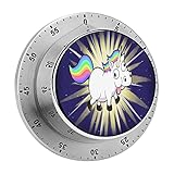 Verrücktes Einhorn Analoger Timer, Eieruhr, Küchentimer, Mechanisch, Zum Aufdrehen, Magnetisch, Grau