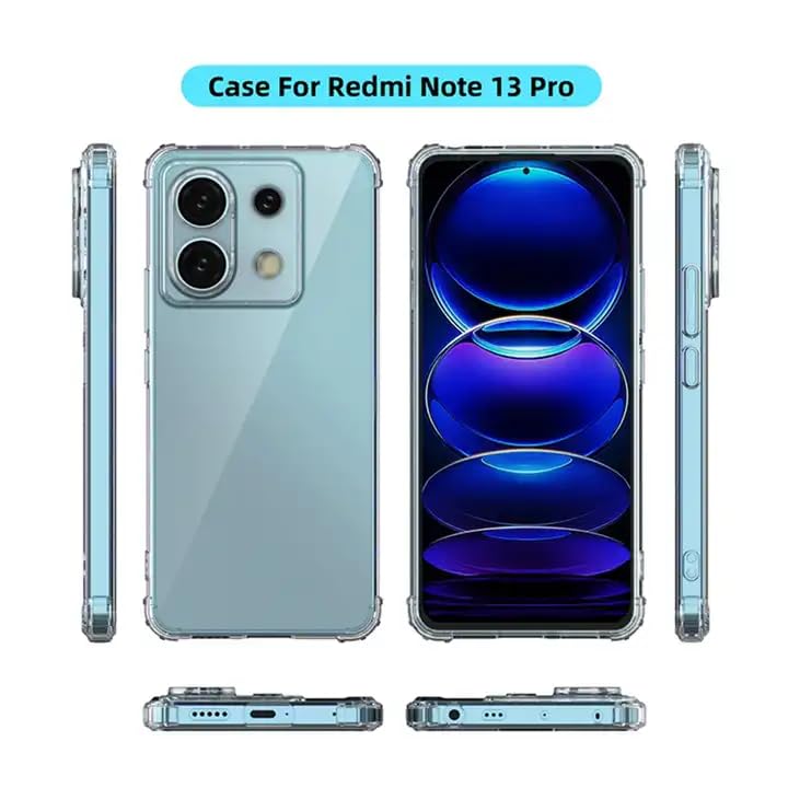 Image of for Redmi Note 13 Pro 5G Case, Phone Case Clear Transparent Reinforced Corners TPU Shock-Absorption Flexible Cell Phone Cover for Redmi Note 13 Pro 5G - Transparent