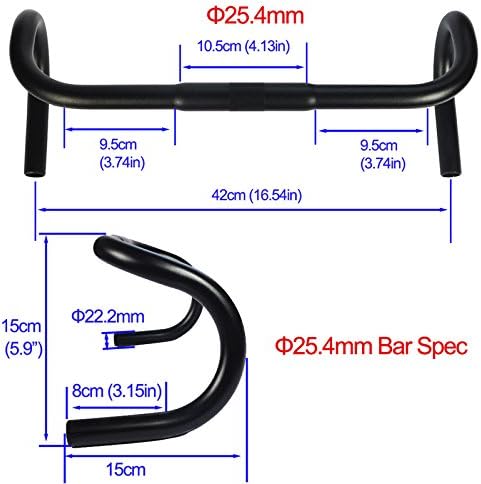 Miniatura 4 de UPANBIKE Barra de descenso de bicicleta de carretera de engranajes fijos Aleación de aluminio doblada manillar 1.000 in 1.252 in