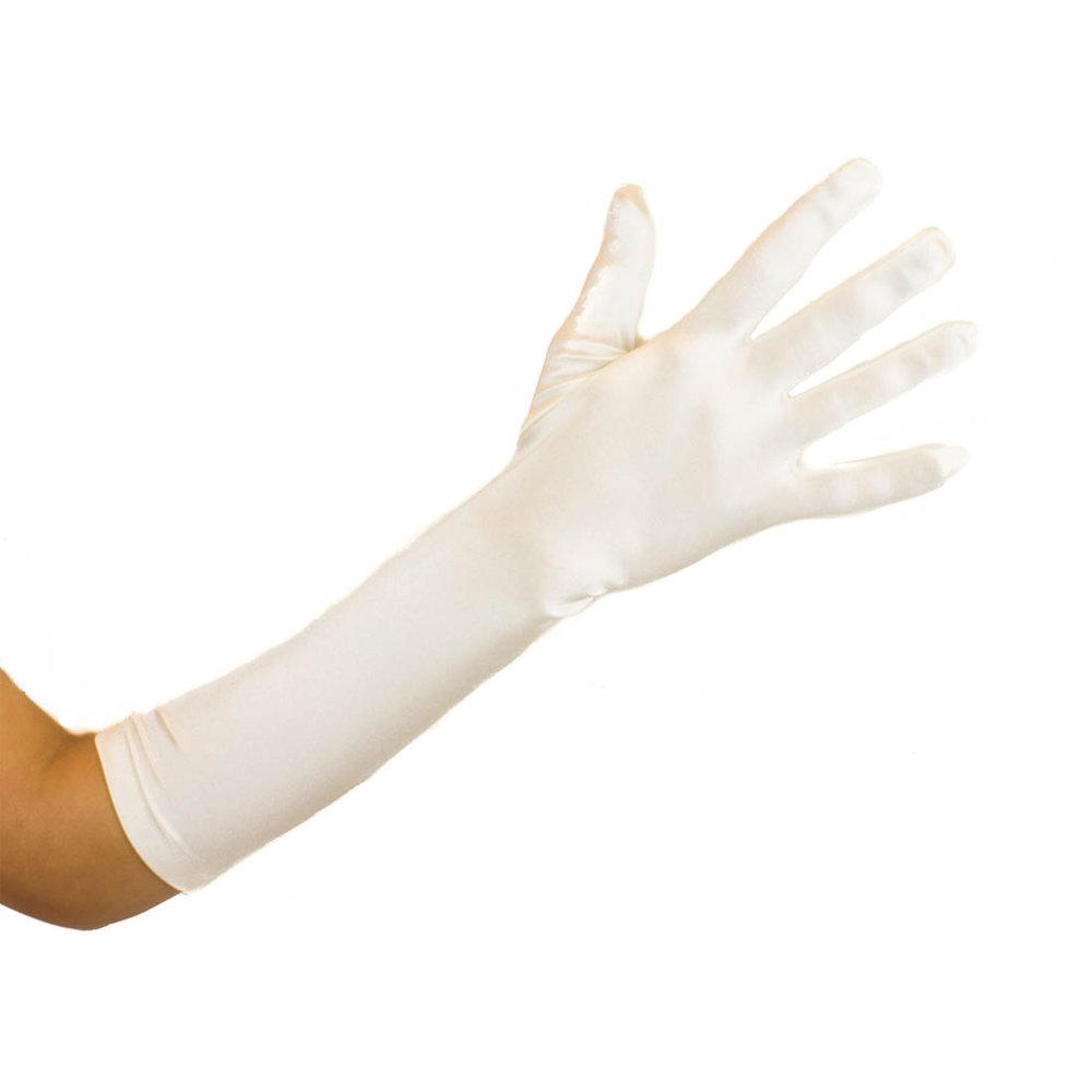 Mytoptrendz® Long Plain Satin Evening Gloves Ivory