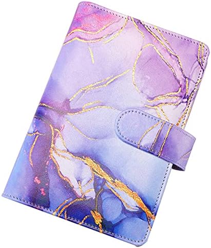 Budget Binder with Cash Envelopes A6 PU Leather Money Saving Wallet Ring Binders Money Organiser Book Cash Stuffing Wallet Budget Planner for Cash Saving/Budgeting with Budget Sheets (Purple)
