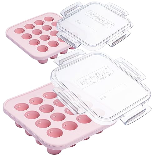 Image of Souper Cubes MyMilk 1/2 oz. Silicone Breast Milk Freezer Trays, Each Pure Platinum Food-Grade Silicone Tray Holds 8 oz., Perfect For Baby Food Freezer Storage, Purees, and More - Pink - 2-Pack