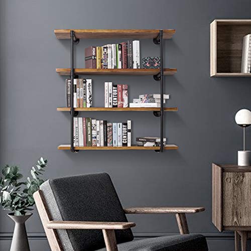 Elibbren Industrial Pipe Shelf Kit, Retro Wall Mount Shelving Floating Bracket, Iron Pipe Bookshelf DIY Kitchen Office Wall Shelves(2 Pcs, Hardware Only) - Thumbnail 6