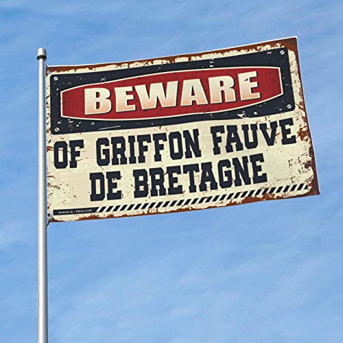 Méfiez-vous de Griffon fauve de Bretagne drapeaux poster géant pour habiller un mur vide