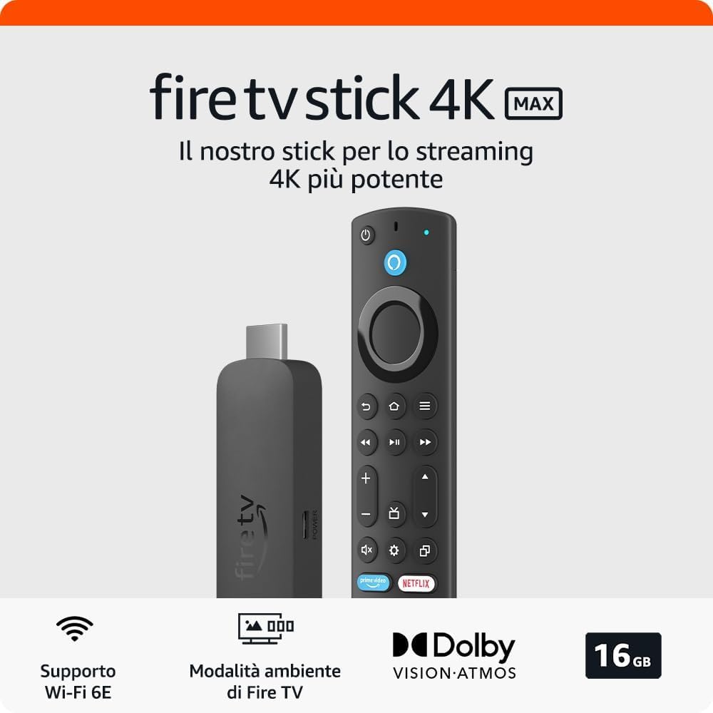 Recensione Fire TV Stick 4K Max di Amazon (Ultimo modello), Dispositivo per lo streaming con supporto per Wi-Fi 6E e modalità ambiente