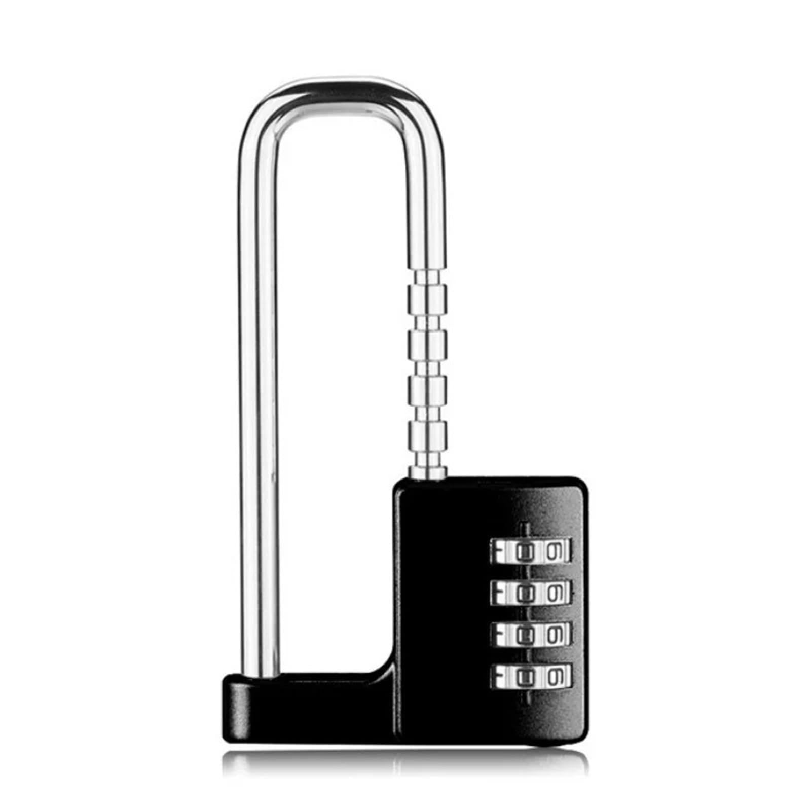 Bghyjkol Black Padlock Adjustable Extended U-Shaped 4-Digit Combination Padlock