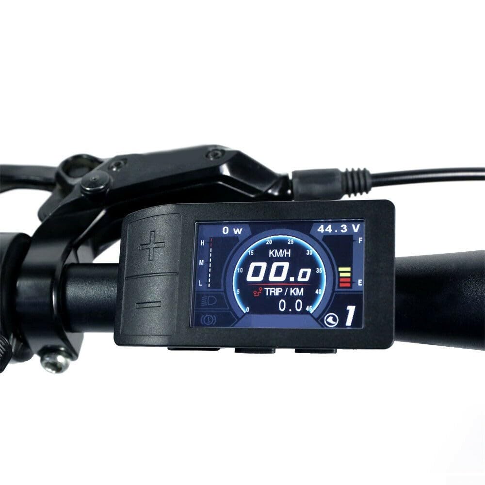 Zilimontt Display LCD a colori per bici elettrica 500C | Velocità e chilometraggio | Indicatore di batteria e alimentazione | Nero