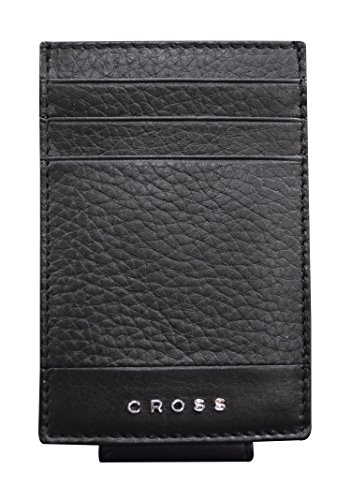 Image of Cross Leather Men's Money Clip Wallet | 3 Card Slots | 1 Multi-Purpose Slip-in Solts | Magnetic Closure Money Clip- Black | Premium Design | Lightweight | Genuine Leather
