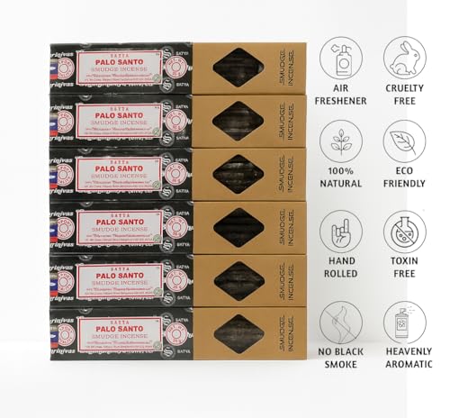 Image of Satya Smudge Incense Stick - Hand-Rolled Indian Masala Incense for Meditation, Yoga & Spiritual Cleansing Pack of 6 (Palo Santo)