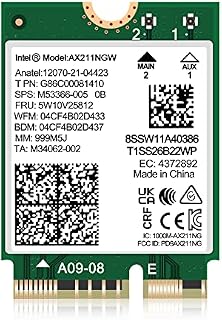 WiFi 6E Wireless Card Intel AX211 NGW M.2: CNVio2, Bluetooth 5.3, Tri-Band 5400Mbps, Network Adapter for Laptop Support Windows 10/11 (64bit), Linux, Chrome OS. Only available with Gen 12+ CPU