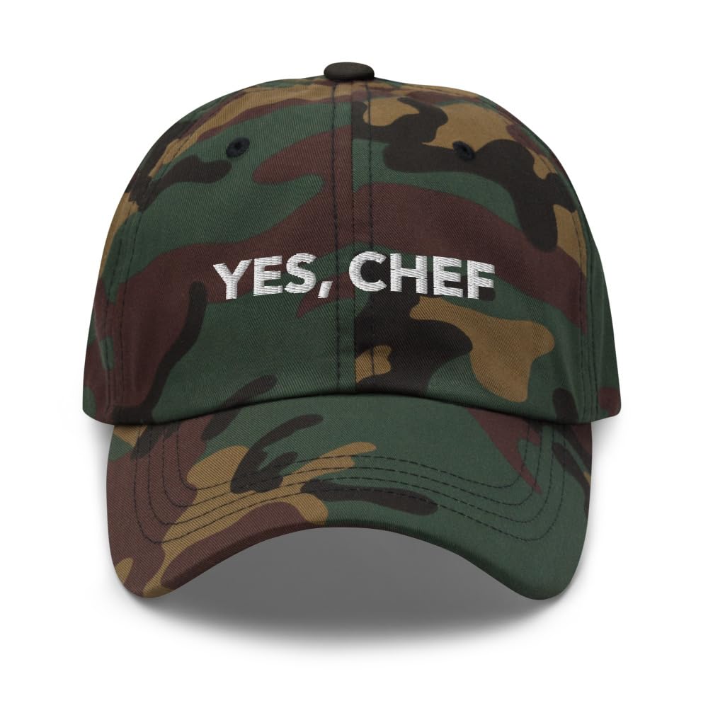 The Bear Yes Chef Hat, Yes Chef Ha (Embroidered Dad Hat) Green Camo