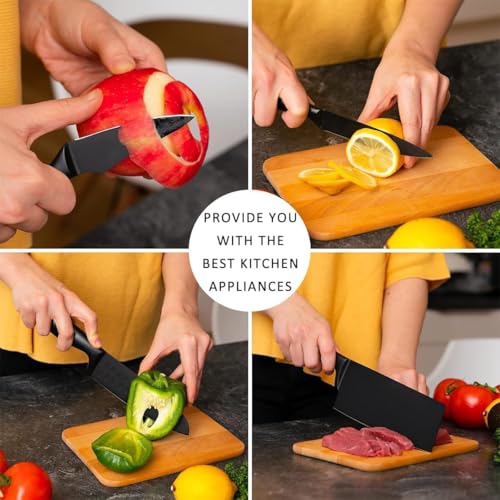 Image of Kitchen Knife Set 3-Piece with Knife Sharpener Tool, Stainless Steel Chef Knives, Sharp Cutting Knives for Kitchen, Vegetable, Fruit & Meat Cutting (3 Knife Set + Knife sharpner)