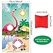 Blulu Flamingo Toss Games with 3 Nylon Bean Bags Hawaiian Summer Flamingo Backdrop Banner for Luau Party Game Birthday Decoration Carnival Party Supplies